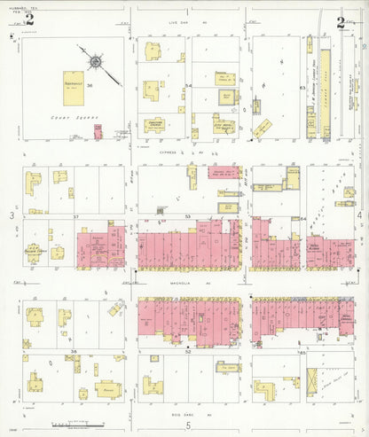 Sanborn Fire Insurance Map from Hubbard, Hill County, Texas (1935), Sheet #0002 - Historic Sanborn Fire Insurance Map Print, vintage old map wall art, antique decor, genealogy gift, Texas Texas map