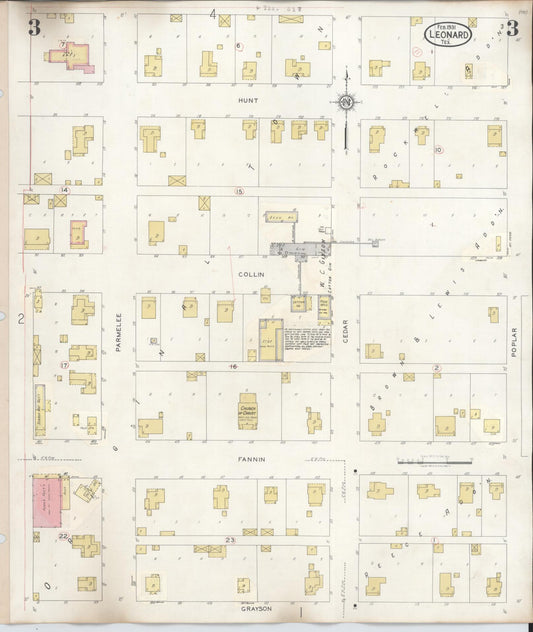 Sanborn Fire Insurance Map from Leonard, Fannin County, Texas (1945), Sheet #0003 - Historic Sanborn Fire Insurance Map Print, vintage old map wall art, antique decor, genealogy gift, Texas Texas map