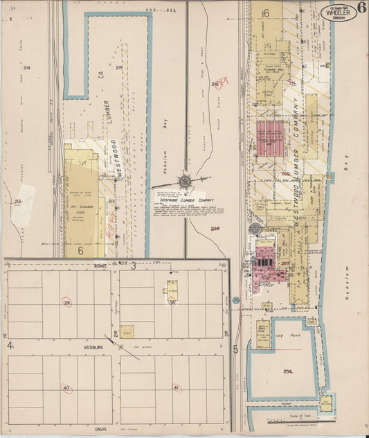Sanborn Fire Insurance Map from Wheeler, Tillamook County, Oregon (1931), Sheet #0006 - Historic Sanborn Fire Insurance Map Print, vintage old map wall art, antique decor, genealogy gift, Oregon Oregon map