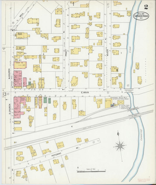 Sanborn Fire Insurance Map from Canaseraga, Allegany County, New York (1903), Sheet #0002 - Historic Sanborn Fire Insurance Map Print, vintage old map wall art, antique decor, genealogy gift, New York New York map