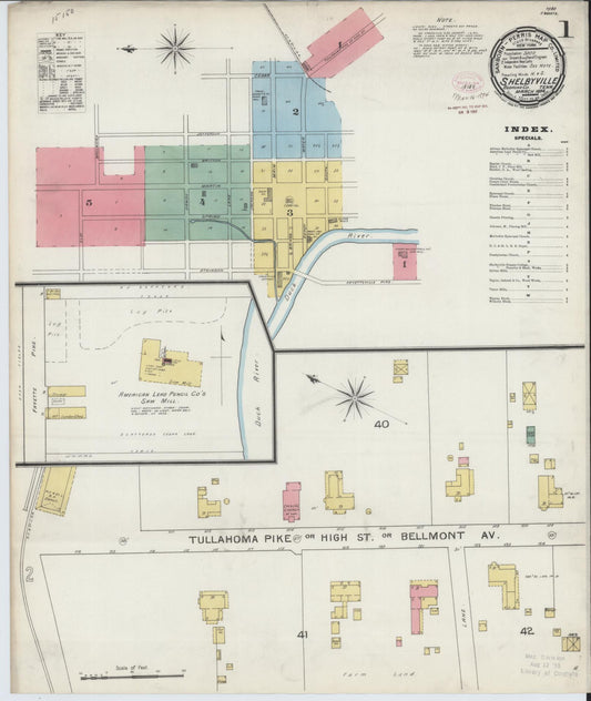 Sanborn Fire Insurance Map from Shelbyville, Bedford County, Tennessee (1894), Sheet #0001 - Complete Map Set gallery image, historic Sanborn map, vintage wall art, Tennessee Tennessee