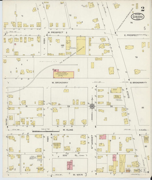 Sanborn Fire Insurance Map from Girard, Trumbull County, Ohio (1915), Sheet #0002 - Historic Sanborn Fire Insurance Map Print, vintage old map wall art, antique decor, genealogy gift, Ohio Ohio map