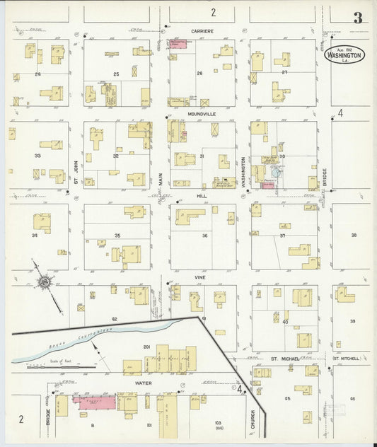 Sanborn Fire Insurance Map from Washington, Saint Landry Parish, Louisiana (1912), Sheet #0003 - Historic Sanborn Fire Insurance Map Print, vintage old map wall art, antique decor, genealogy gift, Washington Washington map