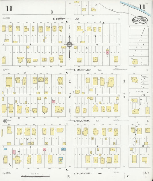 Sanborn Fire Insurance Map from Blackwell, Kay County, Oklahoma (1925), Sheet #0011 - Historic Sanborn Fire Insurance Map Print, vintage old map wall art, antique decor, genealogy gift, Oklahoma Oklahoma map