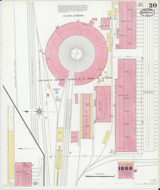 Sanborn Fire Insurance Map from Danville, Vermilion County, Illinois (1909), Sheet #0030 - Historic Sanborn Fire Insurance Map Print, vintage old map wall art, antique decor, genealogy gift, Illinois Illinois map