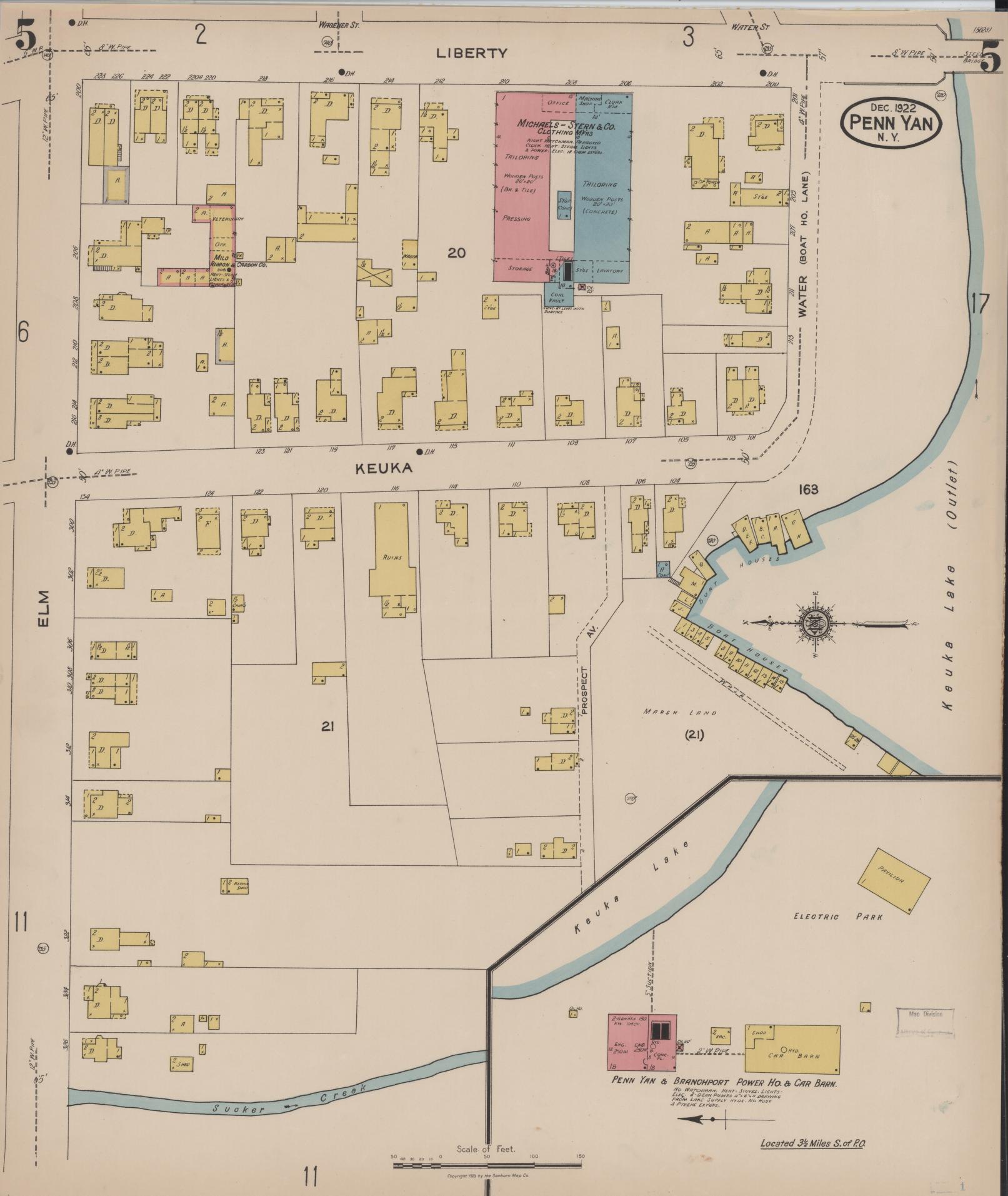 Sanborn Fire Insurance Map from Penn Yan, Yates County, New York (1922), Sheet #0005 - Complete Map Set gallery image, historic Sanborn map, vintage wall art, New York New York