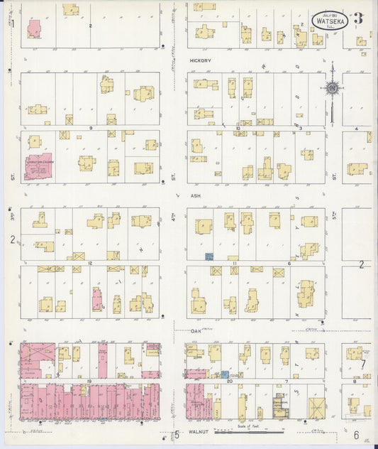 Sanborn Fire Insurance Map from Watseka, Iroquois County, Illinois (1911), Sheet #0003 - Historic Sanborn Fire Insurance Map Print, vintage old map wall art, antique decor, genealogy gift, Illinois Illinois map