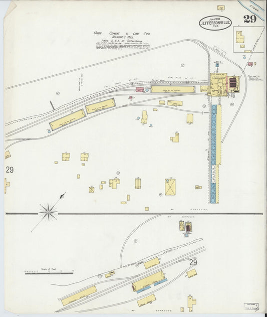 Sanborn Fire Insurance Map from Jeffersonville, Clark County, Indiana (1898), Sheet #0029 - Historic Sanborn Fire Insurance Map Print, vintage old map wall art, antique decor, genealogy gift, Indiana Indiana map
