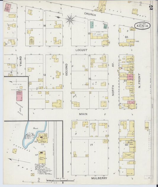 Sanborn Fire Insurance Map from Xenia, Clay County, Illinois (1894), Sheet #0002 - Historic Sanborn Fire Insurance Map Print, vintage old map wall art, antique decor, genealogy gift, Illinois Illinois map