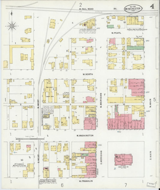 Sanborn Fire Insurance Map from Winchester, Randolph County, Indiana (1899), Sheet #0004 - Historic Sanborn Fire Insurance Map Print, vintage old map wall art, antique decor, genealogy gift, Indiana Indiana map