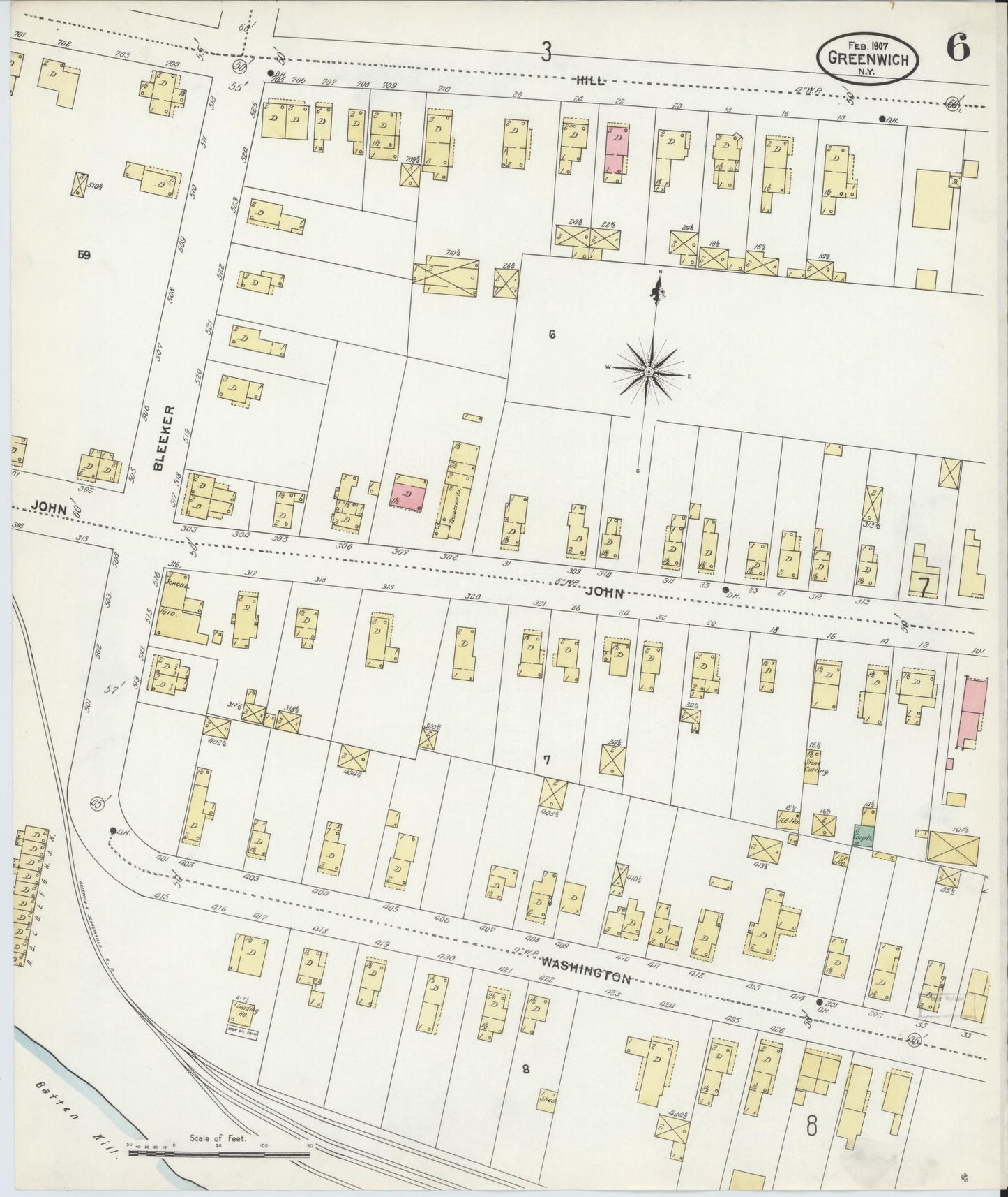 Sanborn Fire Insurance Map from Greenwich, Washington County, New York (1907), Sheet #0006 - Complete Map Set gallery image, historic Sanborn map, vintage wall art, New York New York
