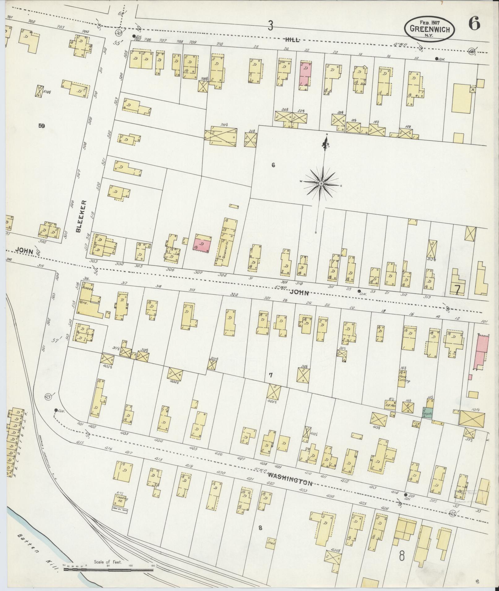 Sanborn Fire Insurance Map from Greenwich, Washington County, New York (1907), Sheet #0006 - Complete Map Set gallery image, historic Sanborn map, vintage wall art, New York New York