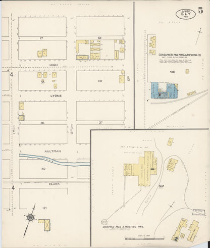 Sanborn Fire Insurance Map from Ely, White Pine County, Nevada (1912), Sheet #0005 - Complete Map Set gallery image, historic Sanborn map, vintage wall art, Nevada Nevada