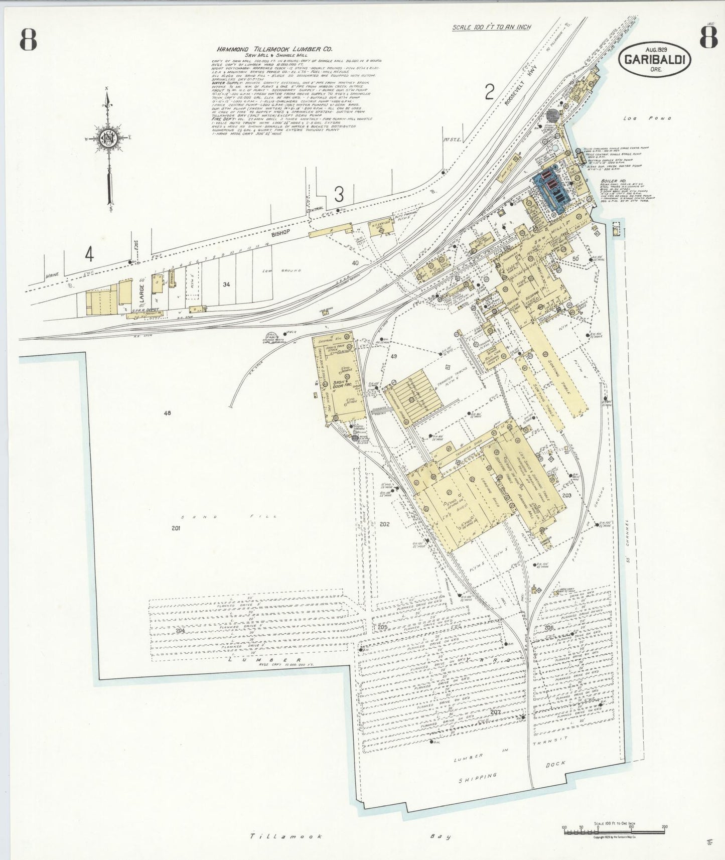 Sanborn Fire Insurance Map from Garibaldi, Tillamook County, Oregon (1929), Sheet #0008 - Complete Map Set gallery image, historic Sanborn map, vintage wall art, Oregon Oregon