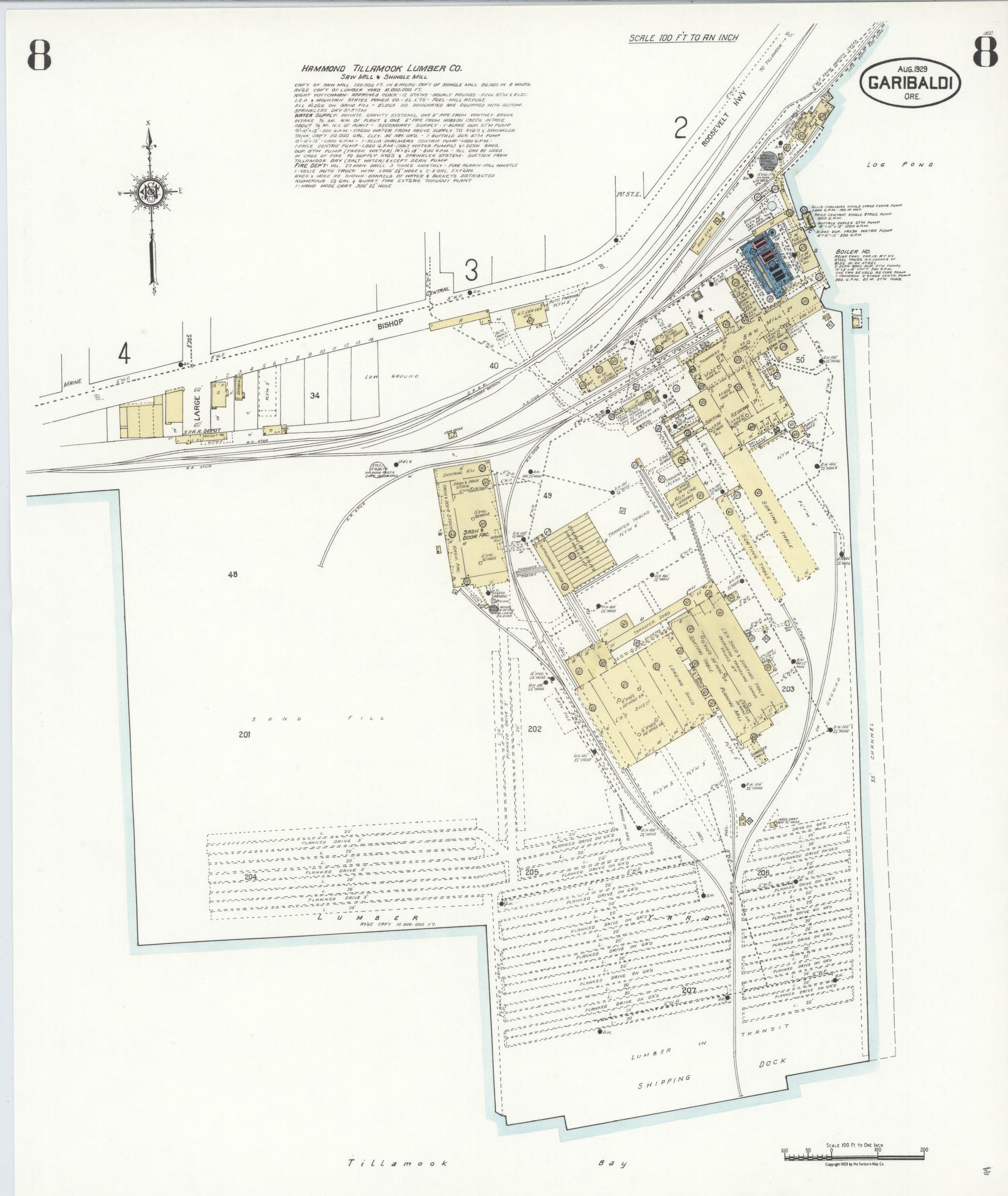 Sanborn Fire Insurance Map from Garibaldi, Tillamook County, Oregon (1929), Sheet #0008 - Complete Map Set gallery image, historic Sanborn map, vintage wall art, Oregon Oregon