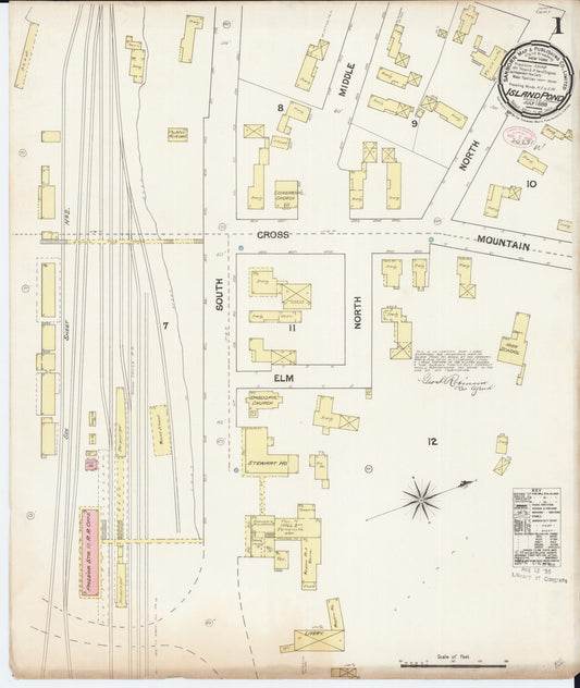 Sanborn Fire Insurance Map from Island Pond, Essex County, Vermont (1889), Sheet #0001 - Historic Sanborn Fire Insurance Map Print, vintage old map wall art, antique decor, genealogy gift, Vermont Vermont map