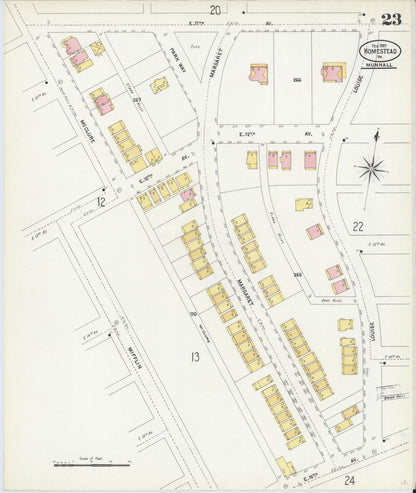 Sanborn Fire Insurance Map from Homestead, Allegheny County, Pennsylvania (1907), Sheet #0023 - Complete Map Set gallery image, historic Sanborn map, vintage wall art, Pennsylvania Pennsylvania