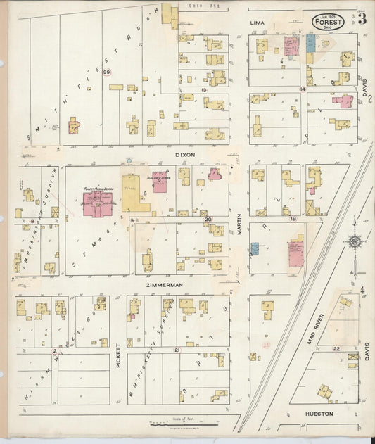 Sanborn Fire Insurance Map from Forest, Hardin County, Ohio (1932), Sheet #0003 - Historic Sanborn Fire Insurance Map Print, vintage old map wall art, antique decor, genealogy gift, Ohio Ohio map