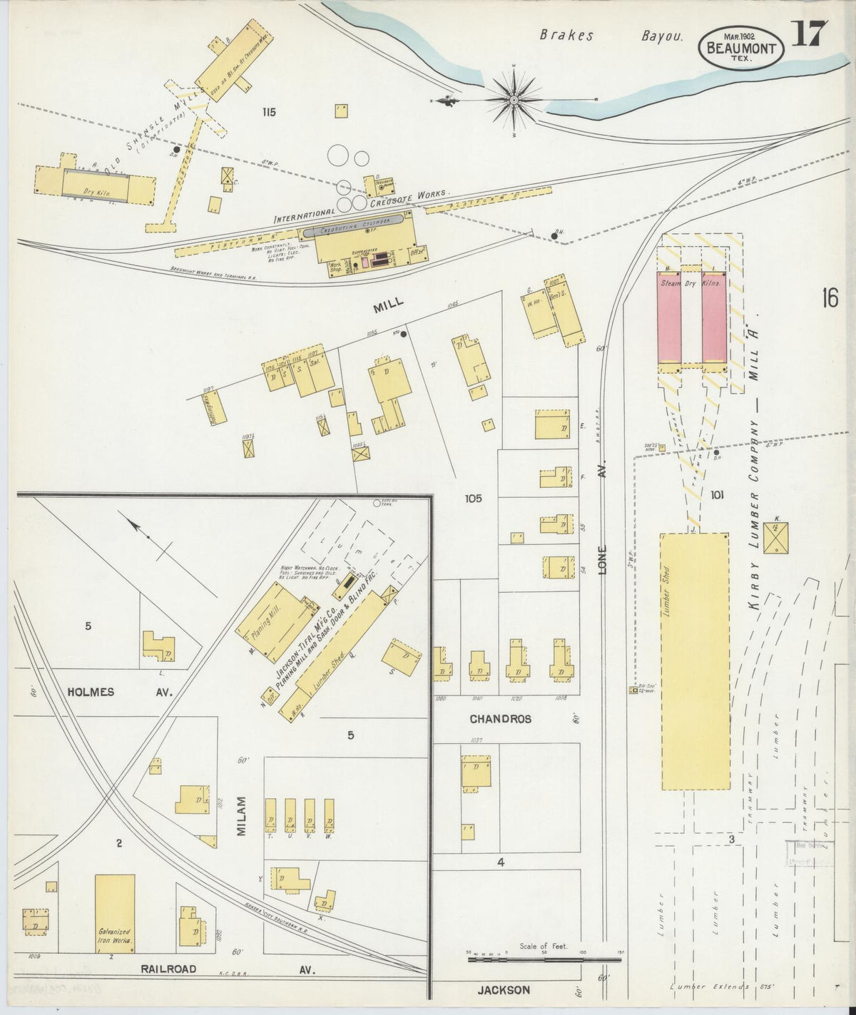 Sanborn Fire Insurance Map from Beaumont, Jefferson County, Texas (1902), Sheet #0017 - Complete Map Set gallery image, historic Sanborn map, vintage wall art, Texas Texas