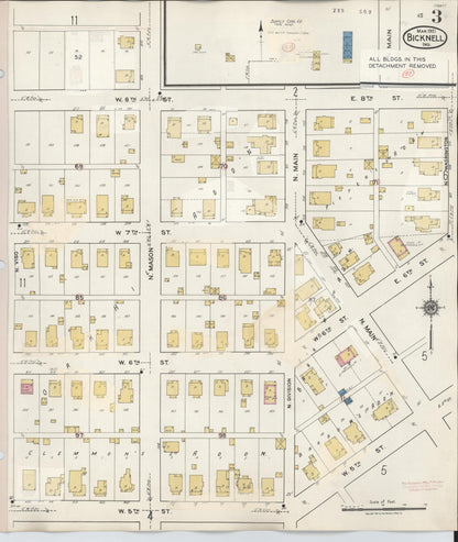 Sanborn Fire Insurance Map from Bicknell, Knox County, Indiana (1946), Sheet #0003 - Complete Map Set gallery image, historic Sanborn map, vintage wall art, Indiana Indiana