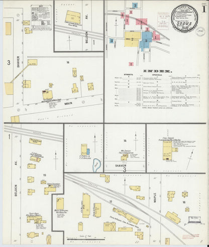 Sanborn Fire Insurance Map from Sodus, Wayne County, New York (1899), Sheet #0001 - Historic Sanborn Fire Insurance Map Print, vintage old map wall art, antique decor, genealogy gift, New York New York map