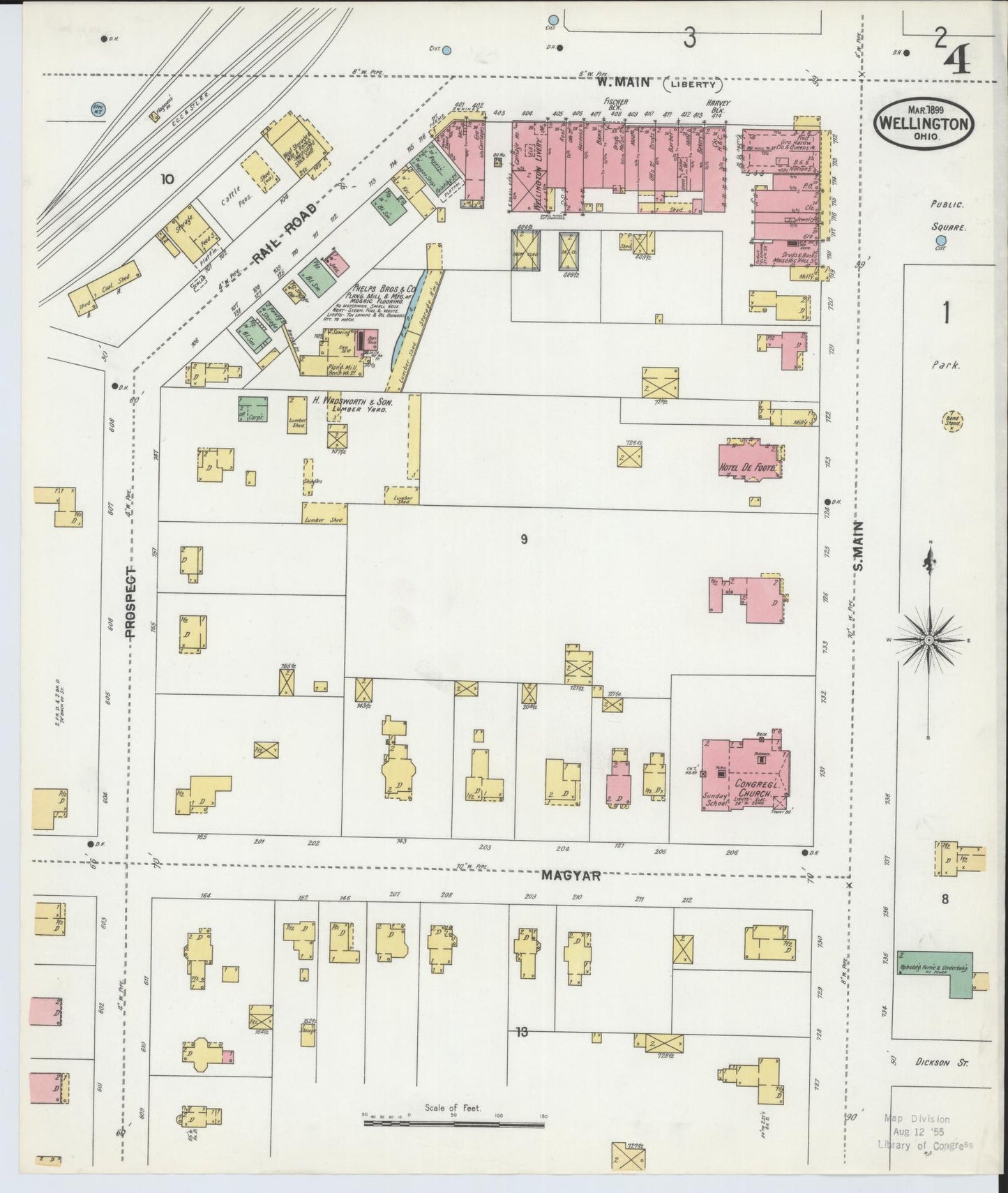 Sanborn Fire Insurance Map from Wellington, Lorain County, Ohio (1899), Sheet #0004 - Complete Map Set gallery image, historic Sanborn map, vintage wall art, Ohio Ohio