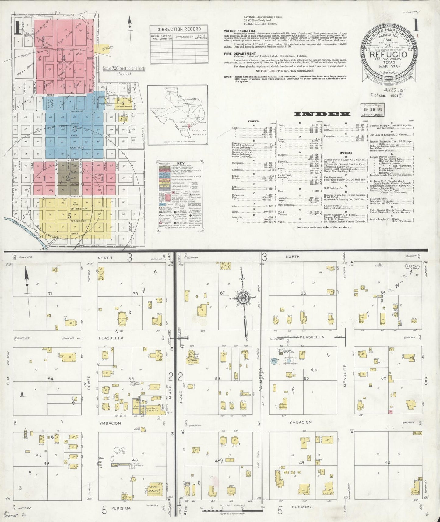 Sanborn Fire Insurance Map from Refugio, Refugio County, Texas. (1935) – Historic Sanborn Fire Insurance Map Print