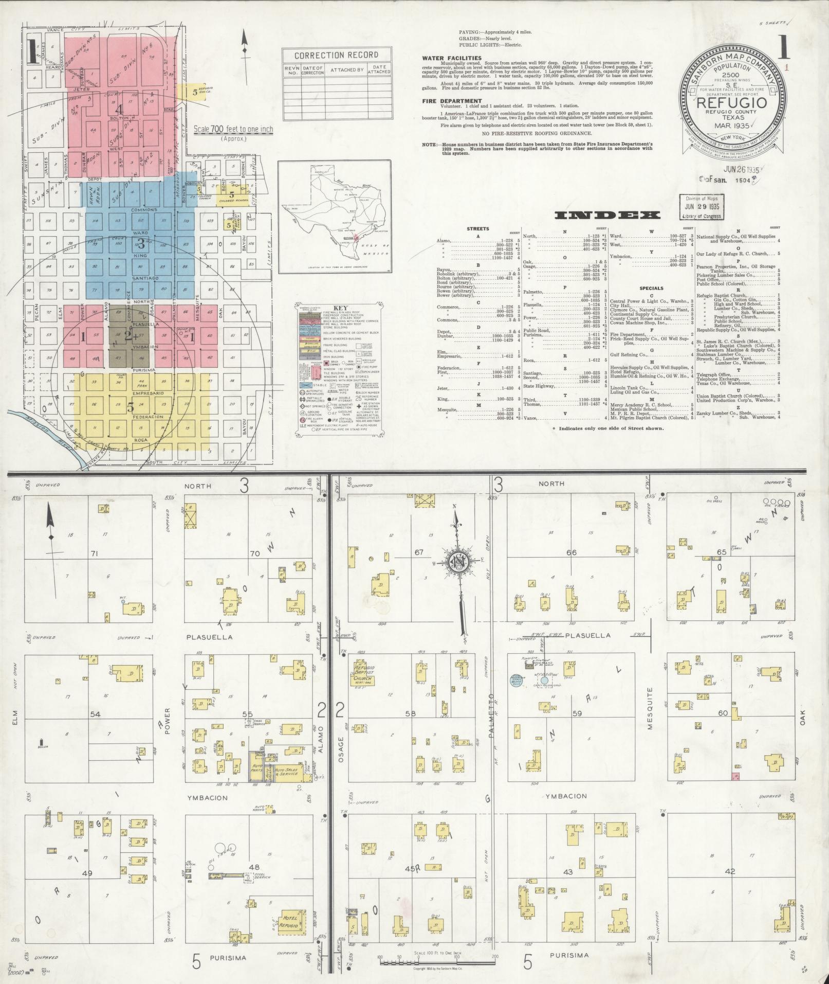 Sanborn Fire Insurance Map from Refugio, Refugio County, Texas. (1935) – Historic Sanborn Fire Insurance Map Print