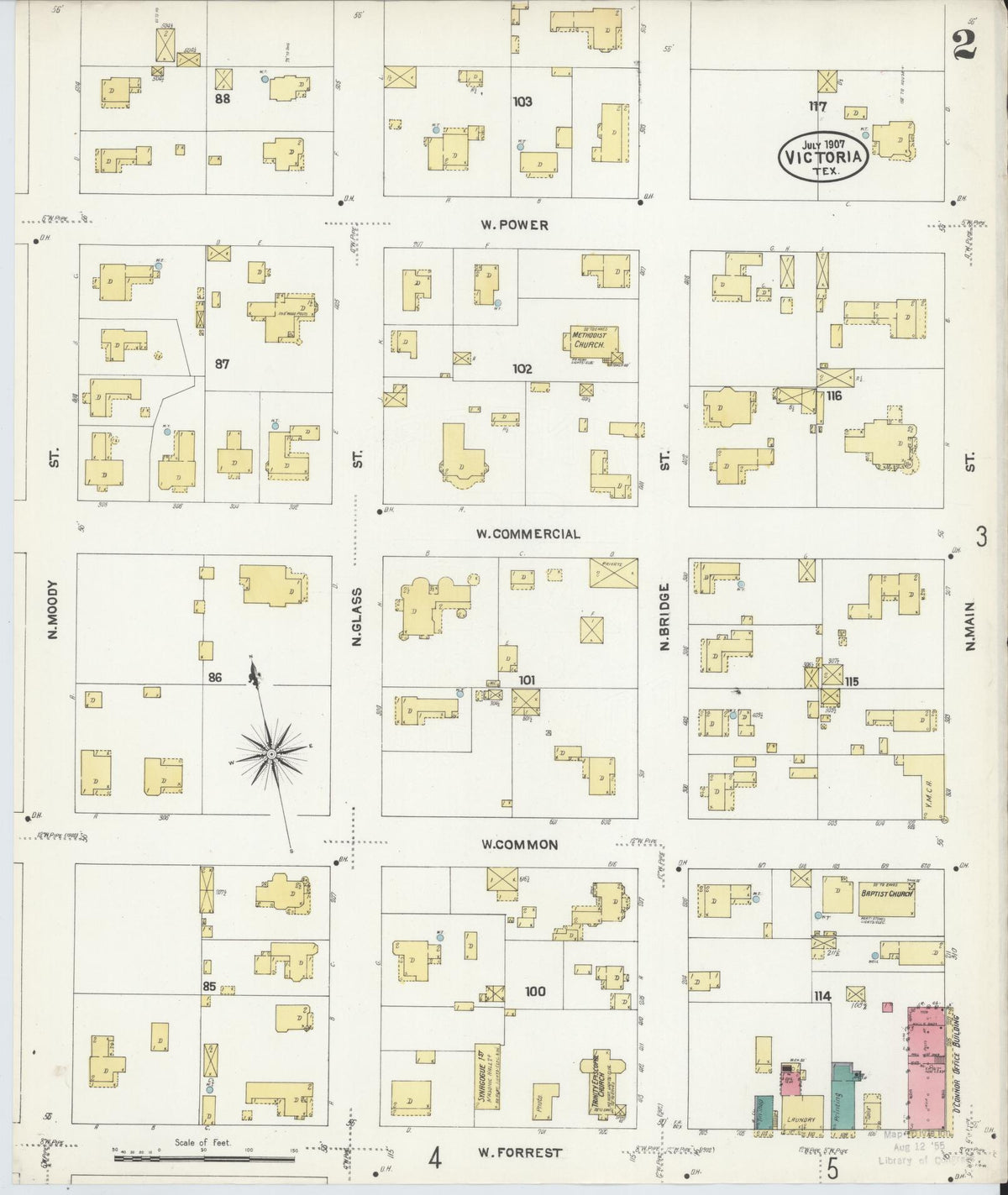 Sanborn Fire Insurance Map from Victoria, Victoria County, Texas (1907), Sheet #0002 - Complete Map Set gallery image, historic Sanborn map, vintage wall art, Texas Texas