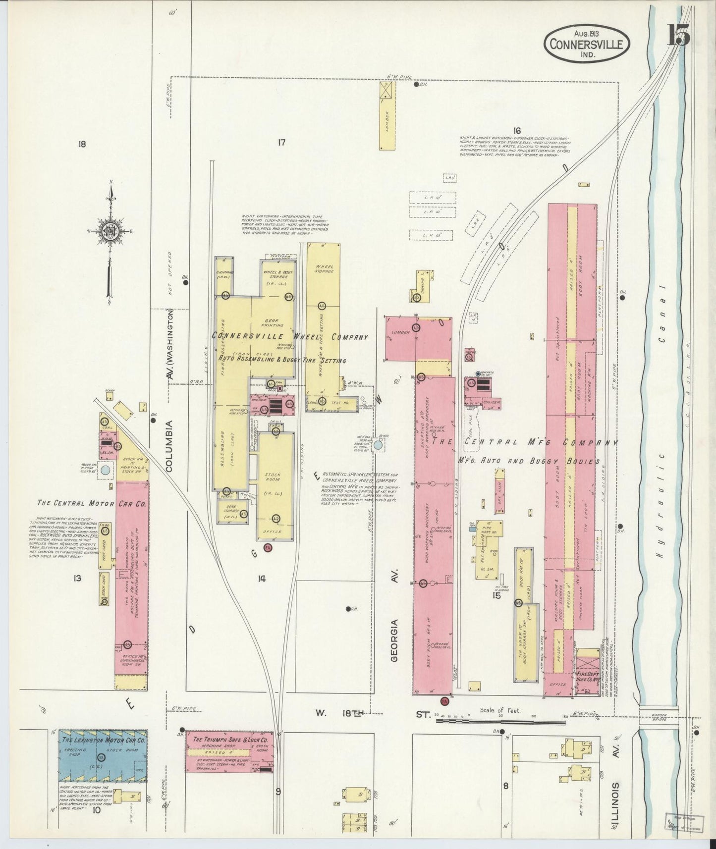 Sanborn Fire Insurance Map from Connersville, Fayette County, Indiana (1913), Sheet #0015 - Complete Map Set gallery image, historic Sanborn map, vintage wall art, Indiana Indiana