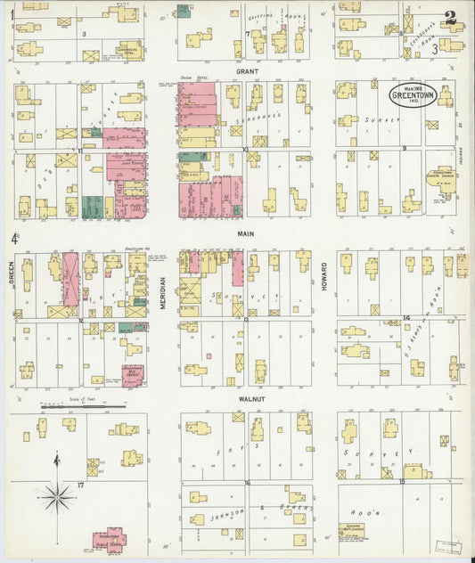 Sanborn Fire Insurance Map from Greentown, Howard County, Indiana (1902), Sheet #0002 - Historic Sanborn Fire Insurance Map Print, vintage old map wall art, antique decor, genealogy gift, Indiana Indiana map