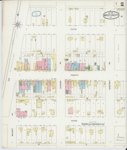 Sanborn Fire Insurance Map from Appleton City, Saint Clair County, Missouri (1896), Sheet #0002 - Complete Map Set gallery image, historic Sanborn map, vintage wall art, Missouri Missouri