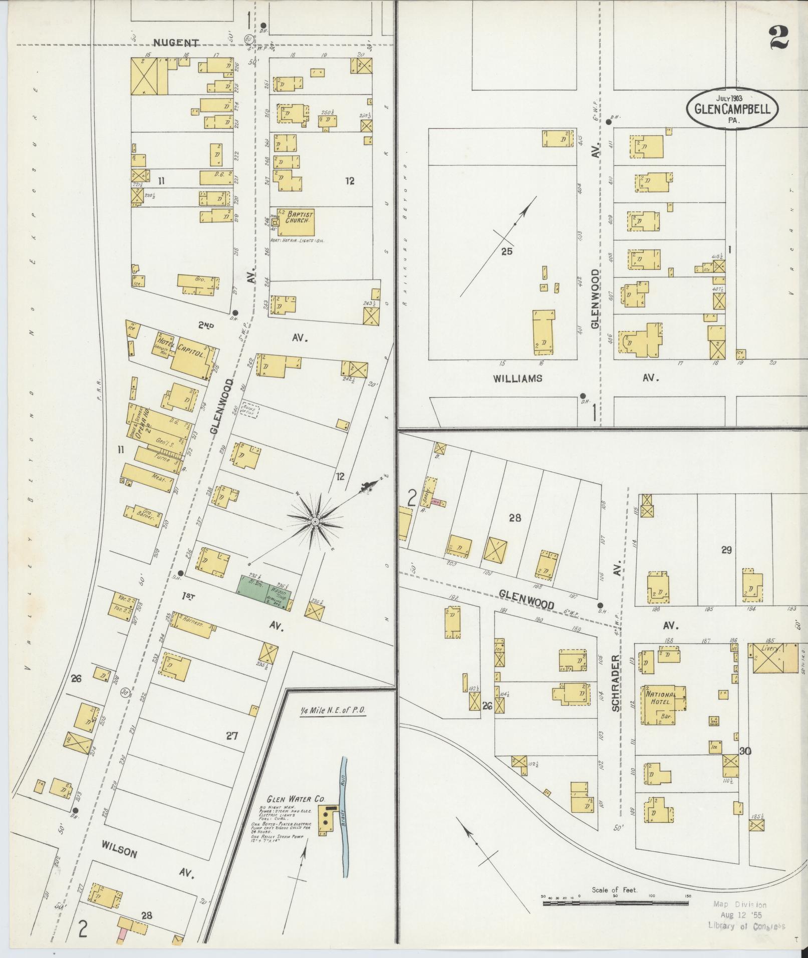 Sanborn Fire Insurance Map from Glen Campbell, Indiana County, Pennsylvania (1903), Sheet #0002 - Historic Sanborn Fire Insurance Map Print, vintage old map wall art, antique decor, genealogy gift, Pennsylvania Pennsylvania map