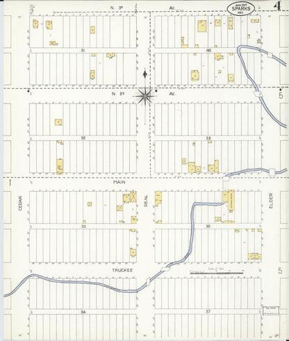 Sanborn Fire Insurance Map from Sparks, Washoe County, Nevada (1907), Sheet #0004 - Complete Map Set gallery image, historic Sanborn map, vintage wall art, Nevada Nevada