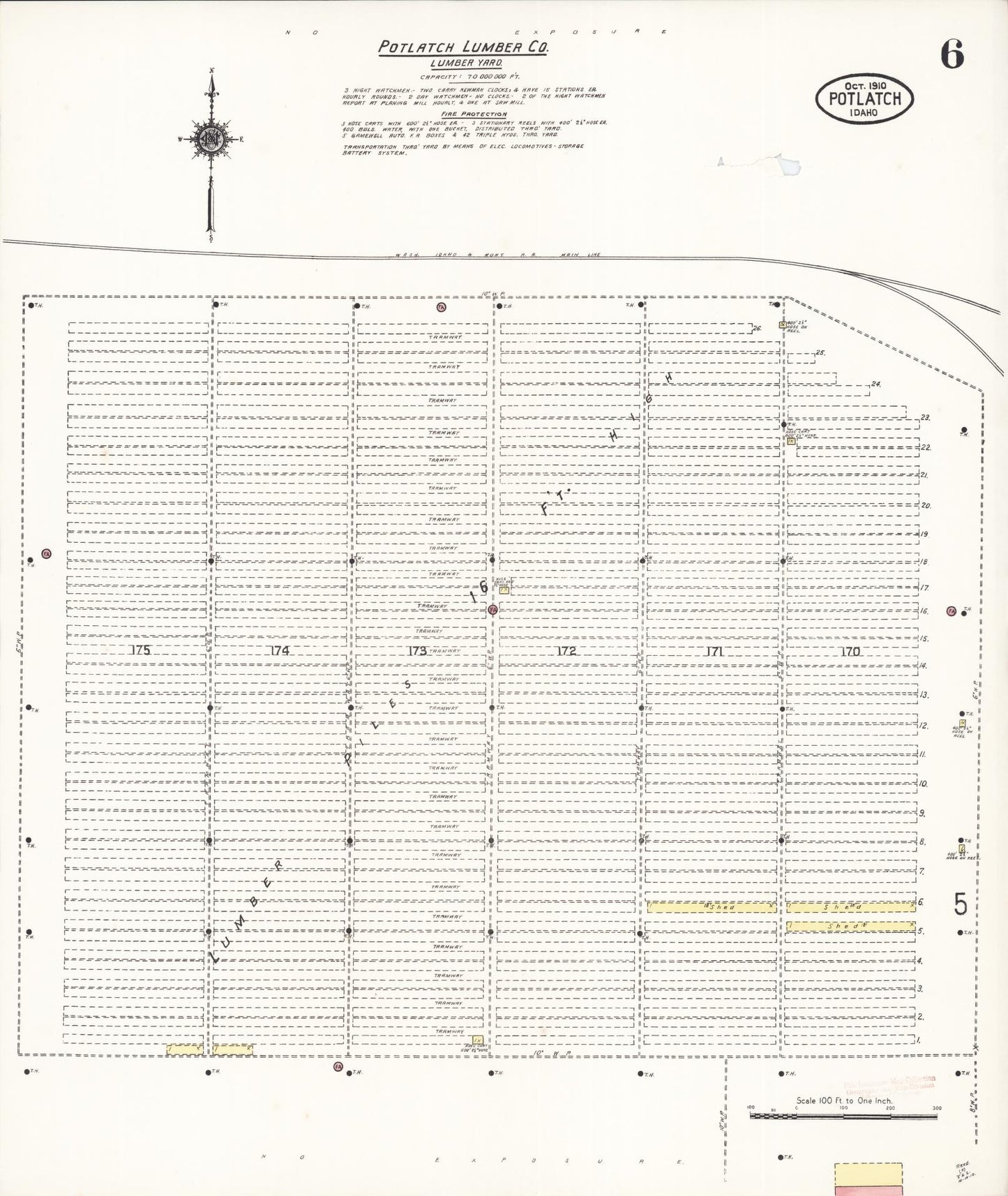 Sanborn Fire Insurance Map from Potlatch, Latah County, Idaho (1910), Sheet #0006 - Historic Sanborn Fire Insurance Map Print, vintage old map wall art, antique decor, genealogy gift, Idaho Idaho map