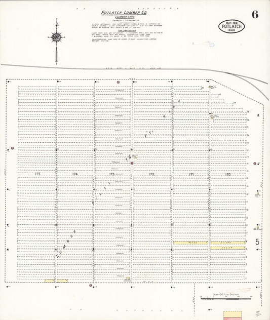 Sanborn Fire Insurance Map from Potlatch, Latah County, Idaho (1910), Sheet #0006 - Historic Sanborn Fire Insurance Map Print, vintage old map wall art, antique decor, genealogy gift, Idaho Idaho map