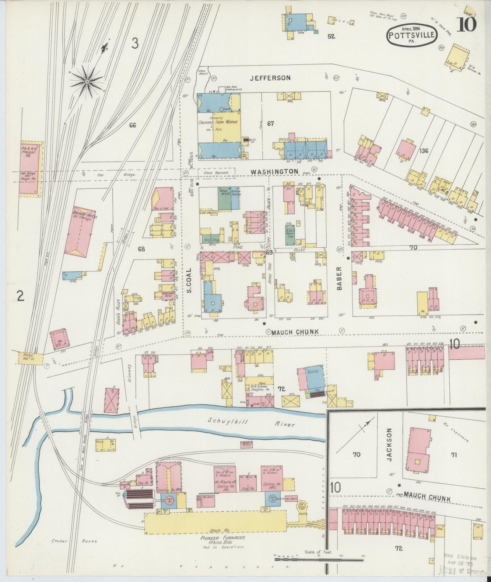 Sanborn Fire Insurance Map from Pottsville, Schuylkill County, Pennsylvania (1895), Sheet #0010 - Complete Map Set gallery image, historic Sanborn map, vintage wall art, Pennsylvania Pennsylvania