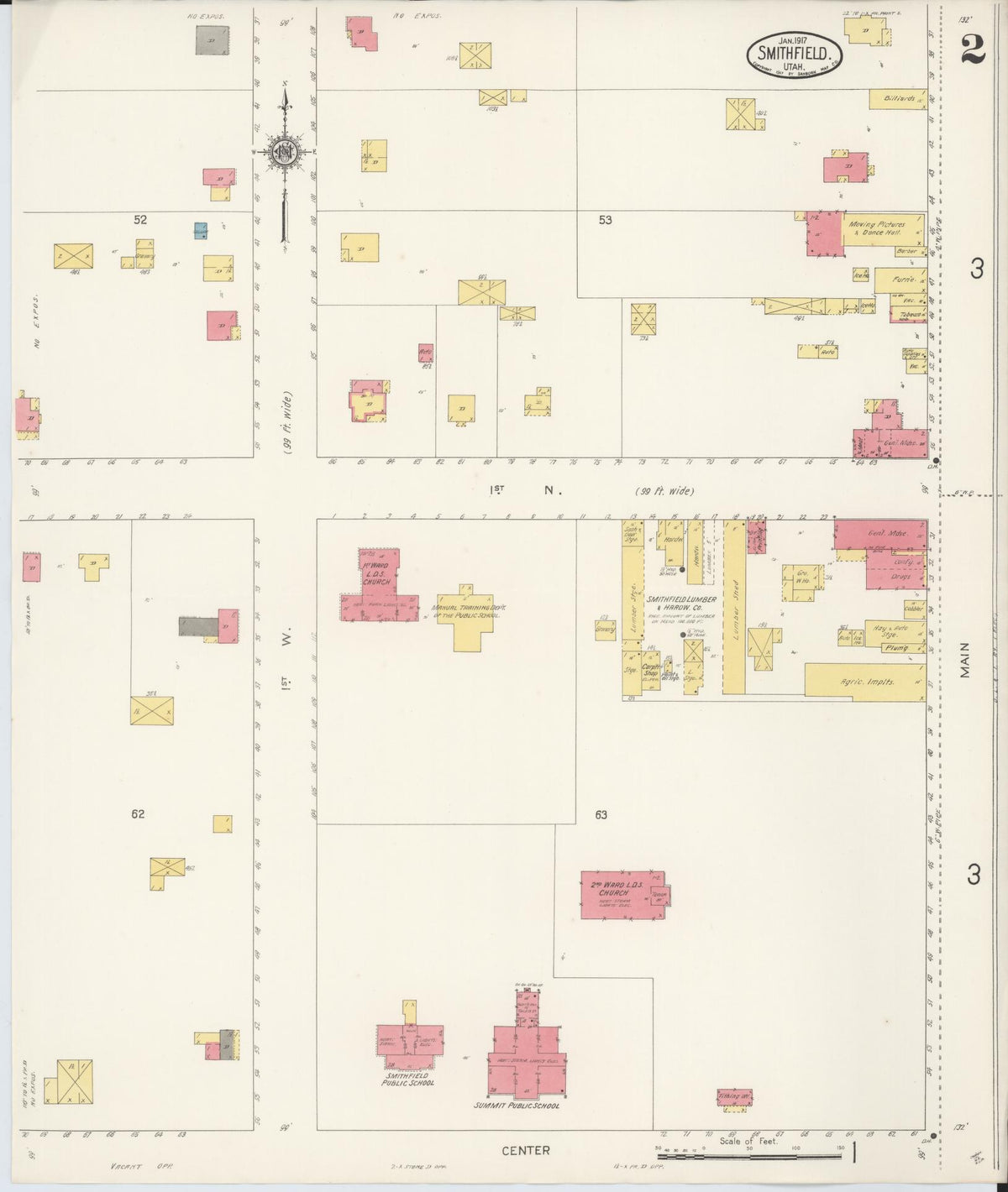 Sanborn Fire Insurance Map from Smithfield, Cache County, Utah (1917), Sheet #0002 - Historic Sanborn Fire Insurance Map Print, vintage old map wall art, antique decor, genealogy gift, Utah Utah map