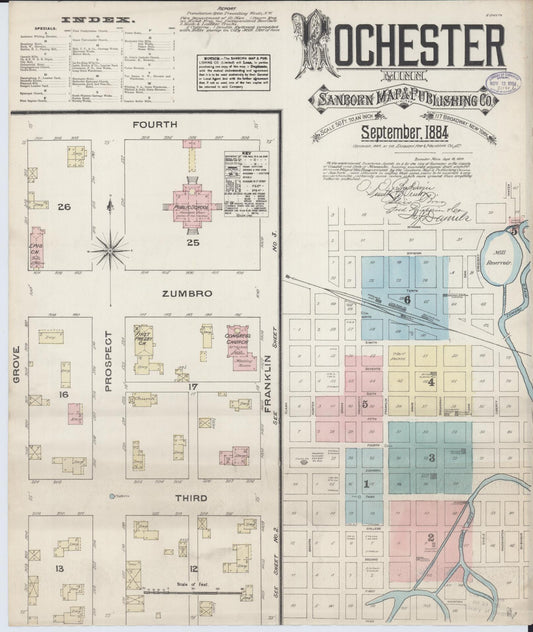 Sanborn Fire Insurance Map from Rochester, Olmsted County, Minnesota (1884), Sheet #0001 - Complete Map Set gallery image, historic Sanborn map, vintage wall art, Minnesota Minnesota