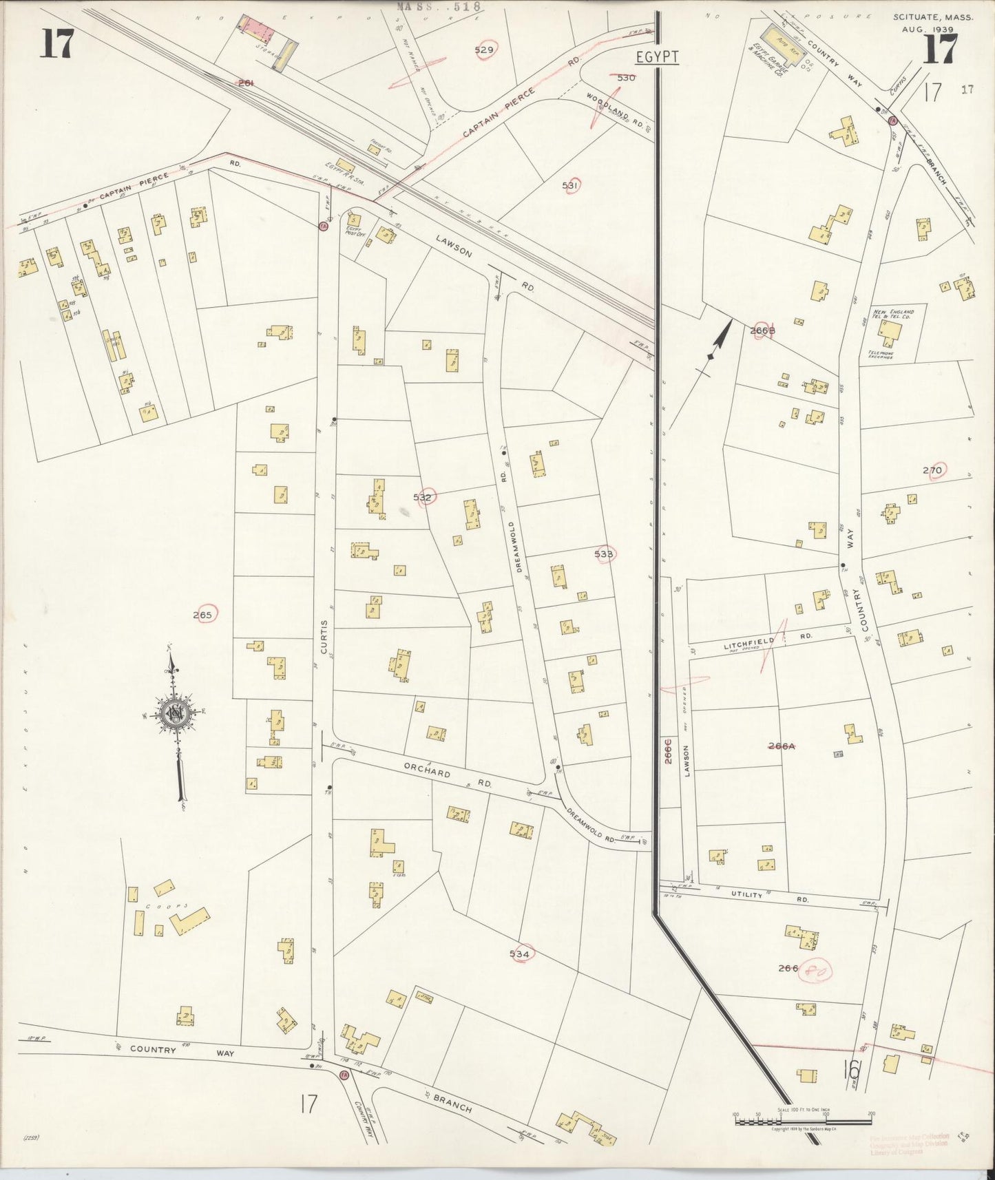 Sanborn Fire Insurance Map from Scituate, Plymouth County, Massachusetts (1944), Sheet #0017 - Complete Map Set gallery image, historic Sanborn map, vintage wall art, Massachusetts Massachusetts