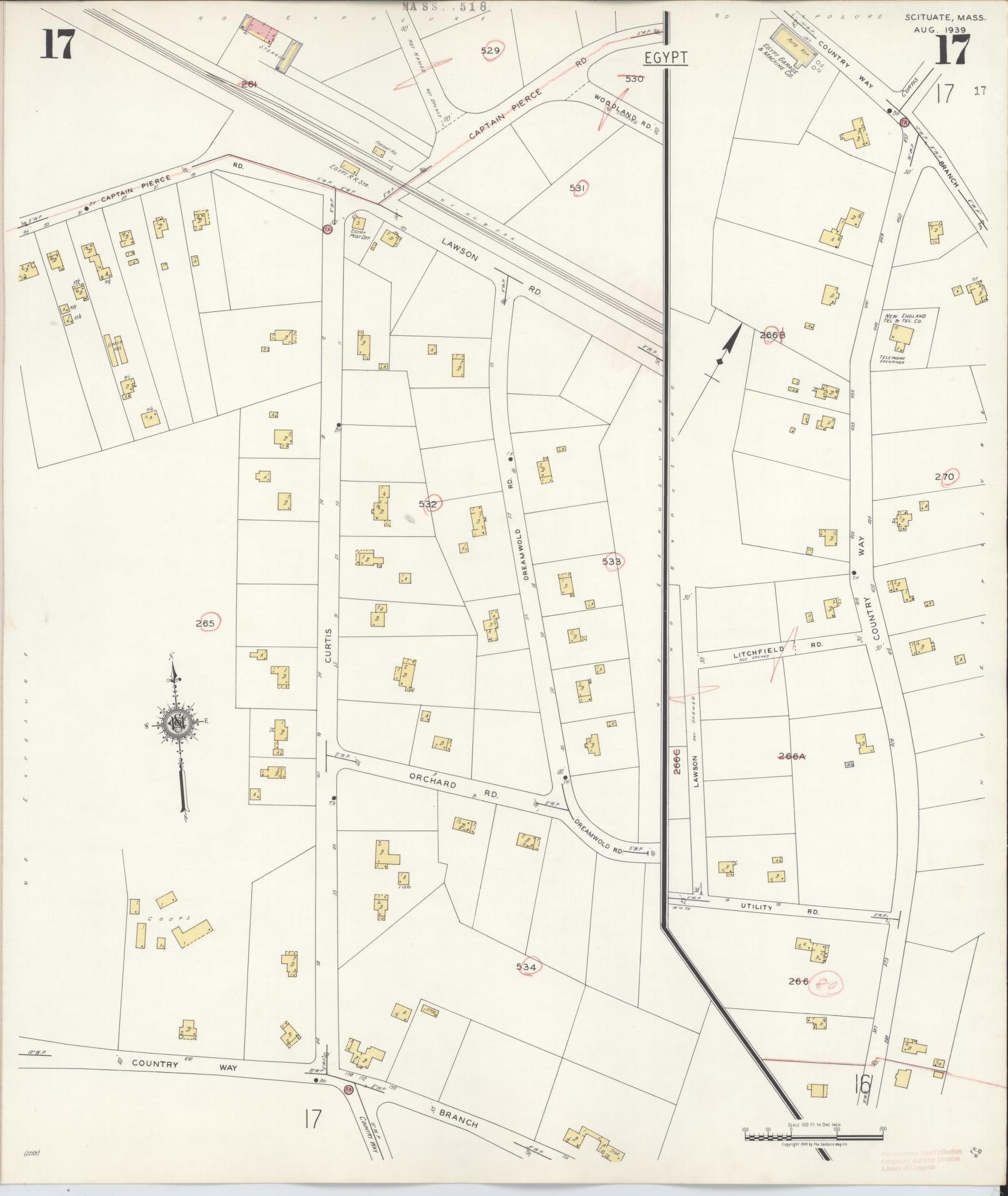 Sanborn Fire Insurance Map from Scituate, Plymouth County, Massachusetts (1944), Sheet #0017 - Complete Map Set gallery image, historic Sanborn map, vintage wall art, Massachusetts Massachusetts