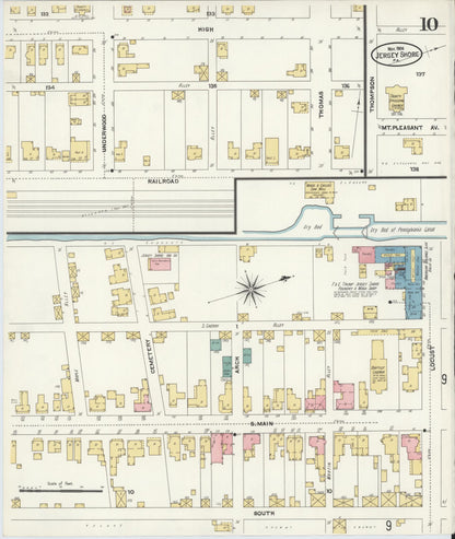 Sanborn Fire Insurance Map from Jersey Shore, Lycoming County, Pennsylvania (1906), Sheet #0010 - Historic Sanborn Fire Insurance Map Print, vintage old map wall art, antique decor, genealogy gift, Pennsylvania Pennsylvania map
