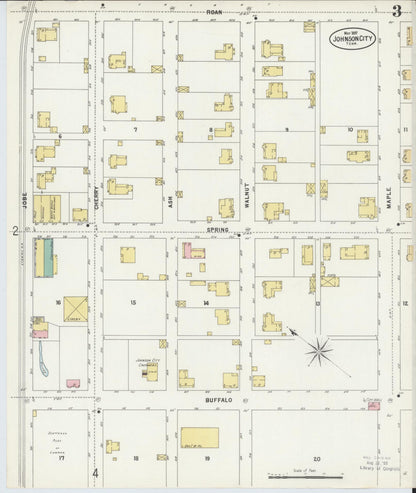 Sanborn Fire Insurance Map from Johnson City, Washington County, Tennessee (1897), Sheet #0003 - Complete Map Set gallery image, historic Sanborn map, vintage wall art, Tennessee Tennessee