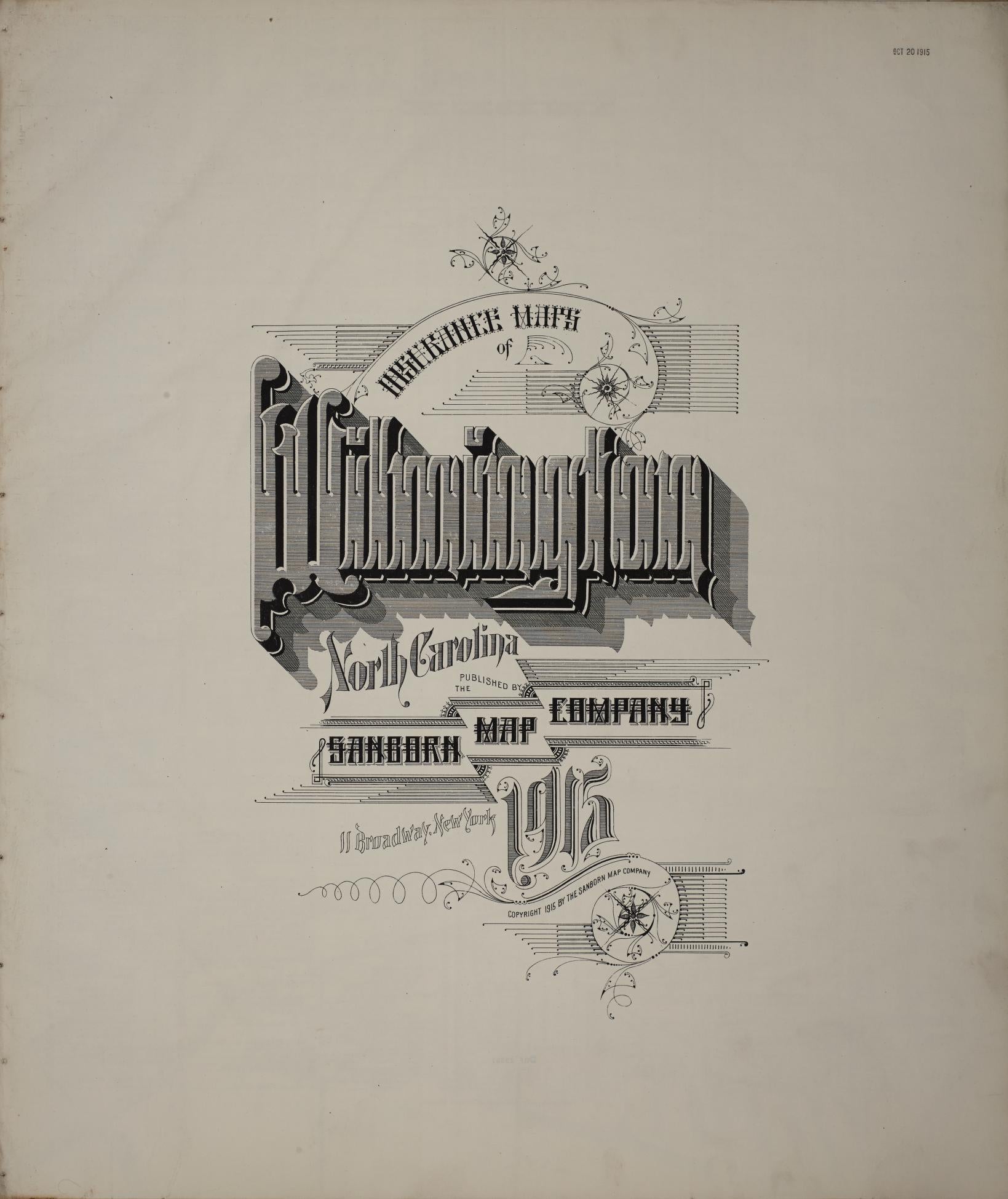 Sanborn Fire Insurance Map from Wilmington, New Hanover County, North Carolina (1915), Sheet #0001 - Historic Sanborn Fire Insurance Map Print, vintage old map wall art, antique decor, genealogy gift, North Carolina North Carolina map