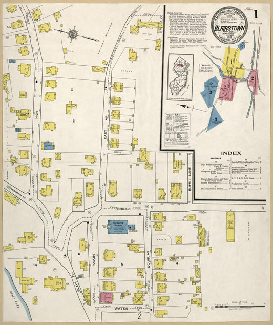 Sanborn Fire Insurance Map from Blairstown, Warren County, New Jersey. (1918) – Historic Sanborn Fire Insurance Map Print