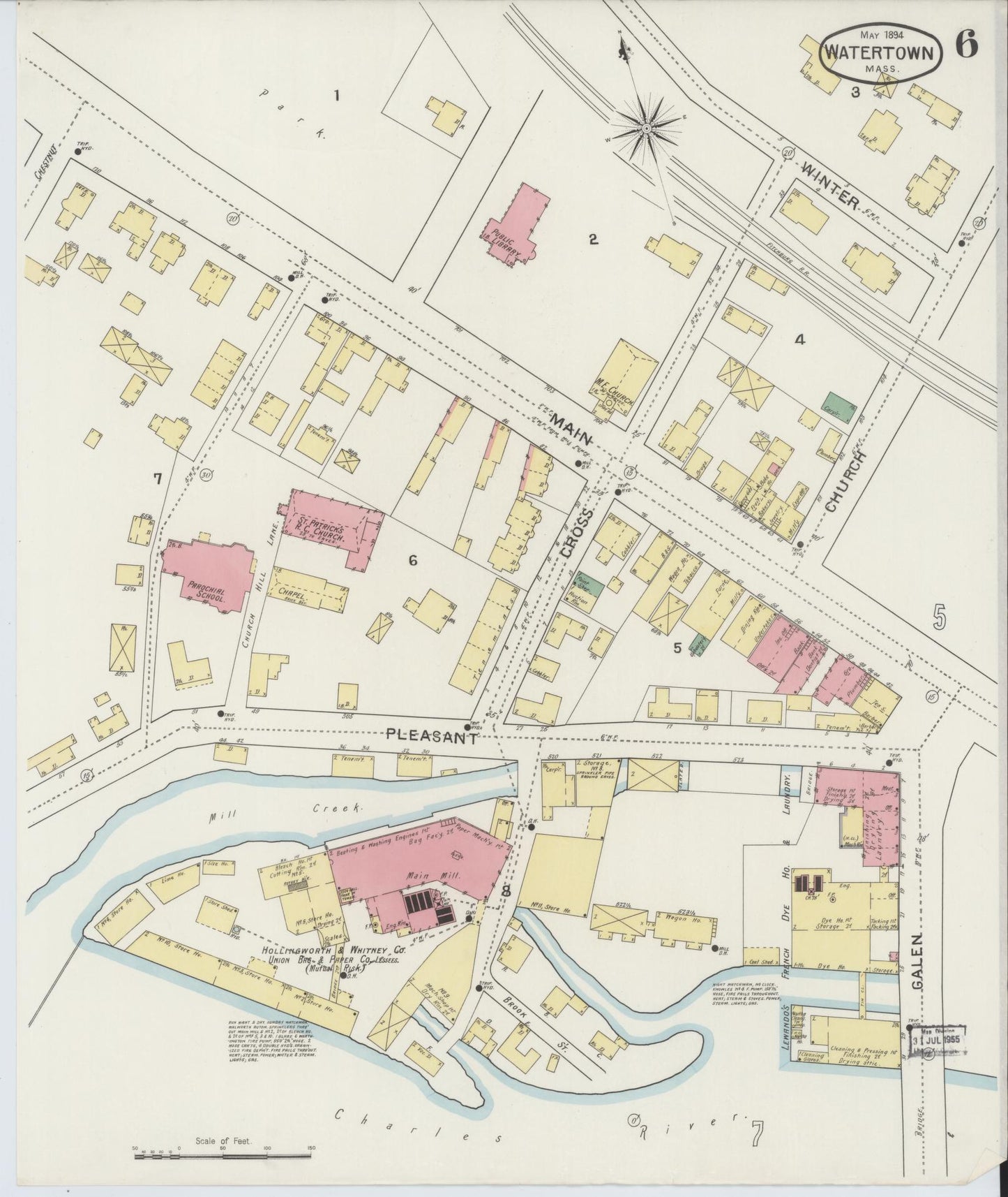 Sanborn Fire Insurance Map from Watertown, Middlesex County, Massachusetts (1894), Sheet #0006 - Complete Map Set gallery image, historic Sanborn map, vintage wall art, Massachusetts Massachusetts