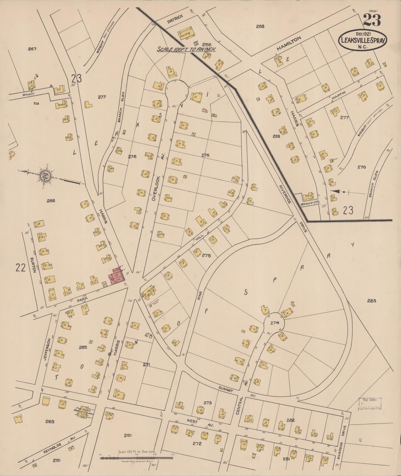 Sanborn Fire Insurance Map from Leaksville-spray, Rockingham County, North Carolina (1921), Sheet #0023 - Complete Map Set gallery image, historic Sanborn map, vintage wall art, North Carolina North Carolina
