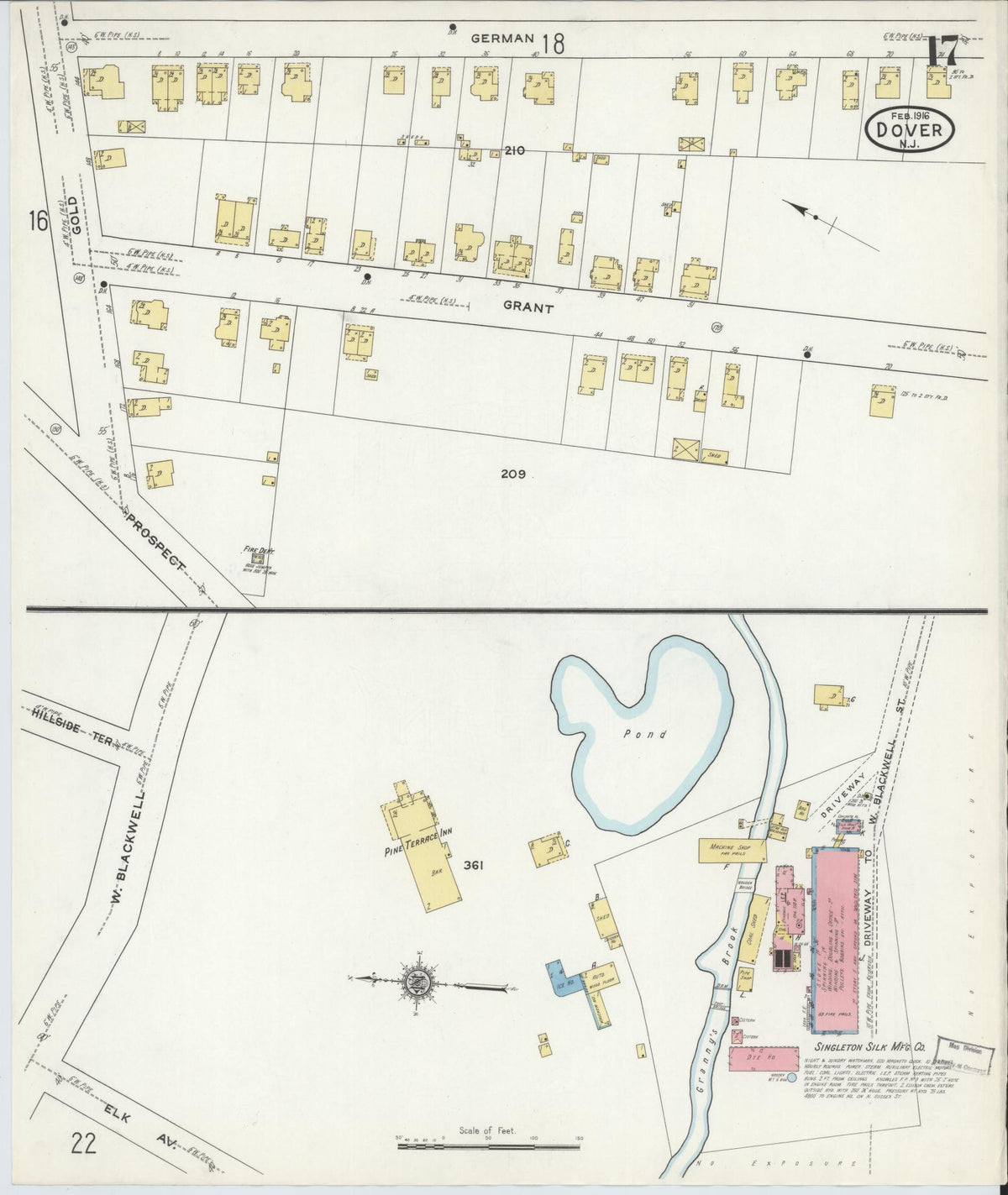 Sanborn Fire Insurance Map from Dover, Morris County, New Jersey (1916), Sheet #0017 - Complete Map Set gallery image, historic Sanborn map, vintage wall art, New Jersey New Jersey