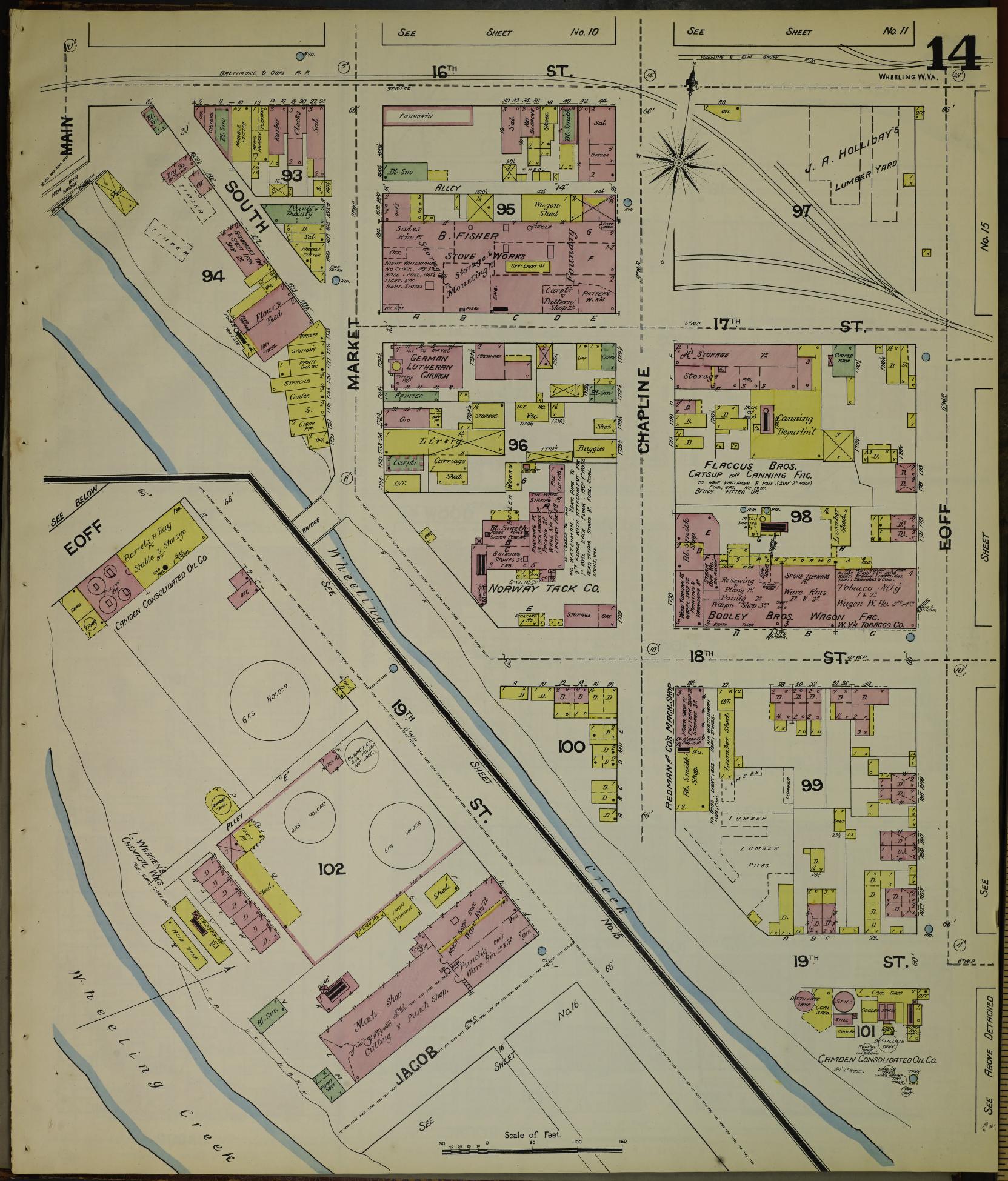 Sanborn Fire Insurance Map from Wheeling, Ohio County, West Virginia (1890), Sheet #0014 - Complete Map Set gallery image, historic Sanborn map, vintage wall art, West Virginia West Virginia