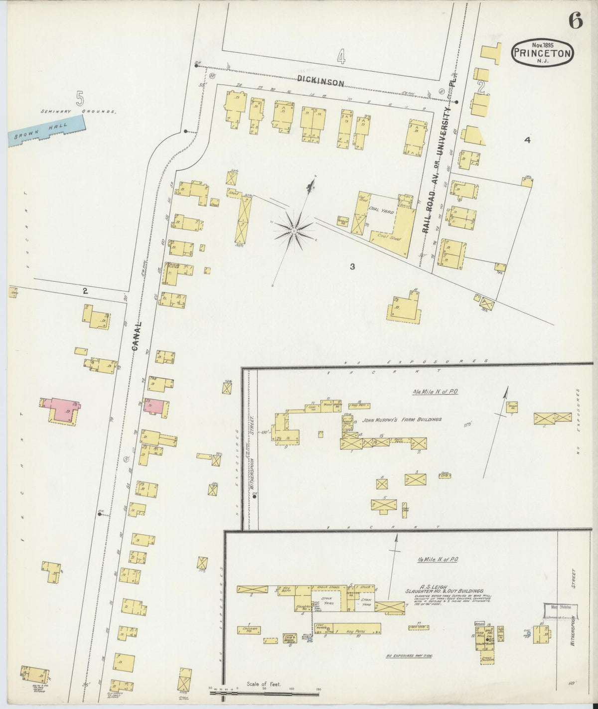 Sanborn Fire Insurance Map from Princeton, Mercer County, New Jersey (1895), Sheet #0006 - Complete Map Set gallery image, historic Sanborn map, vintage wall art, New Jersey New Jersey